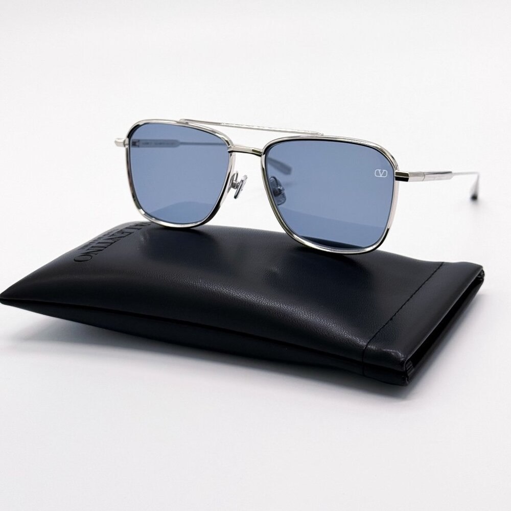 NEW VALENTINO SUNGLASSES VLS-168B LIMITED EDITION SILVER/BLUE UNISEX EYEWEAR